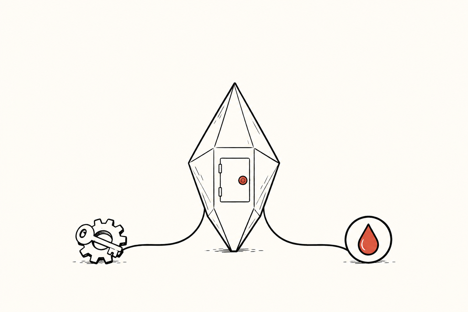 A vault with separate paths for operational control and available funds.